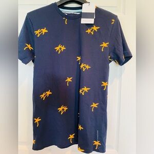 Denim & Flower Tee Palm on Navy
